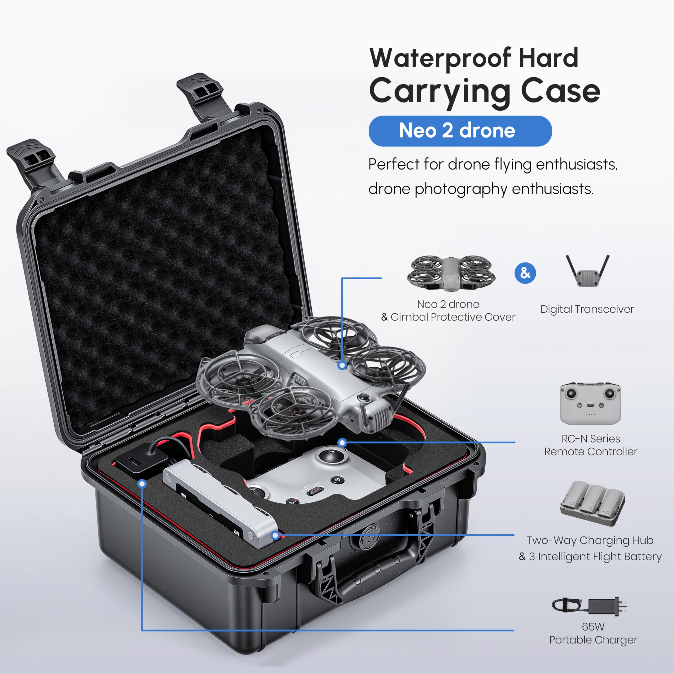 NEO 2 Case,Waterproof Hard Car - Drone Controller Hood recension och pris