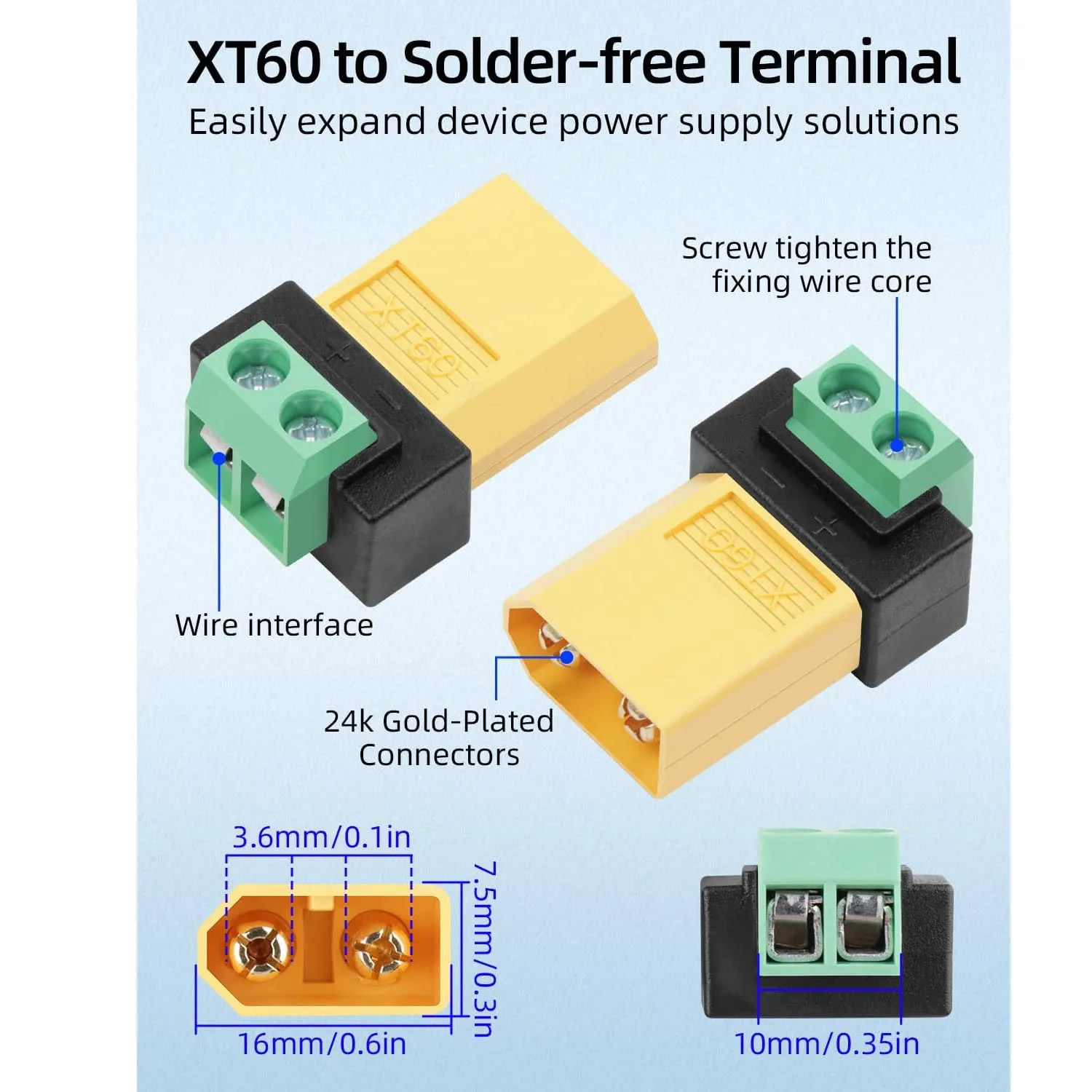2 Pin XT60 Solderless Male Fem - Drone Solar Charger recension och pris