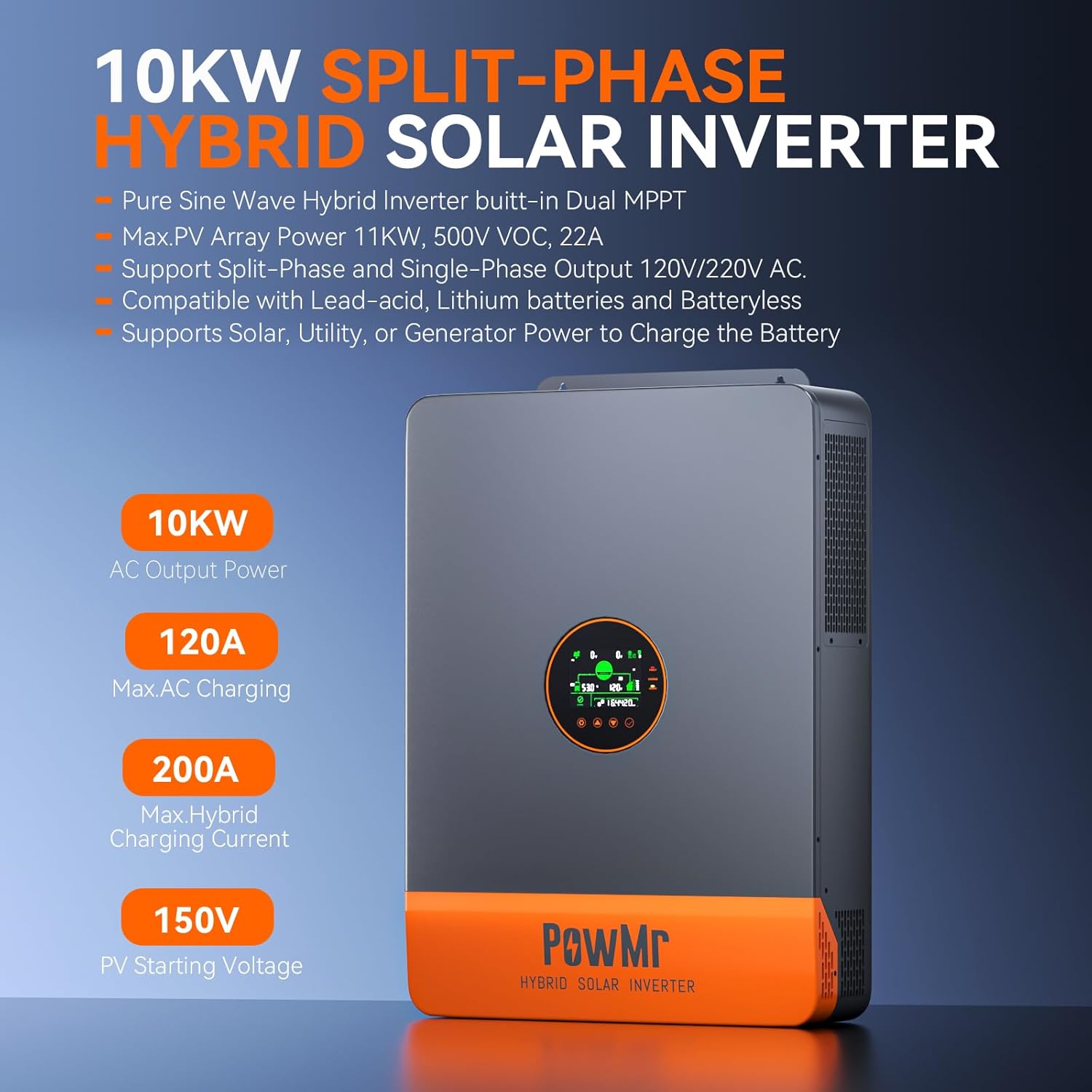 PowMr 10KW Split Phase Inverte - Drone Solar Charger recension och pris